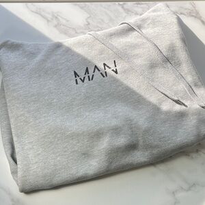 Boohoo Mens Gray Hoodie Sweater